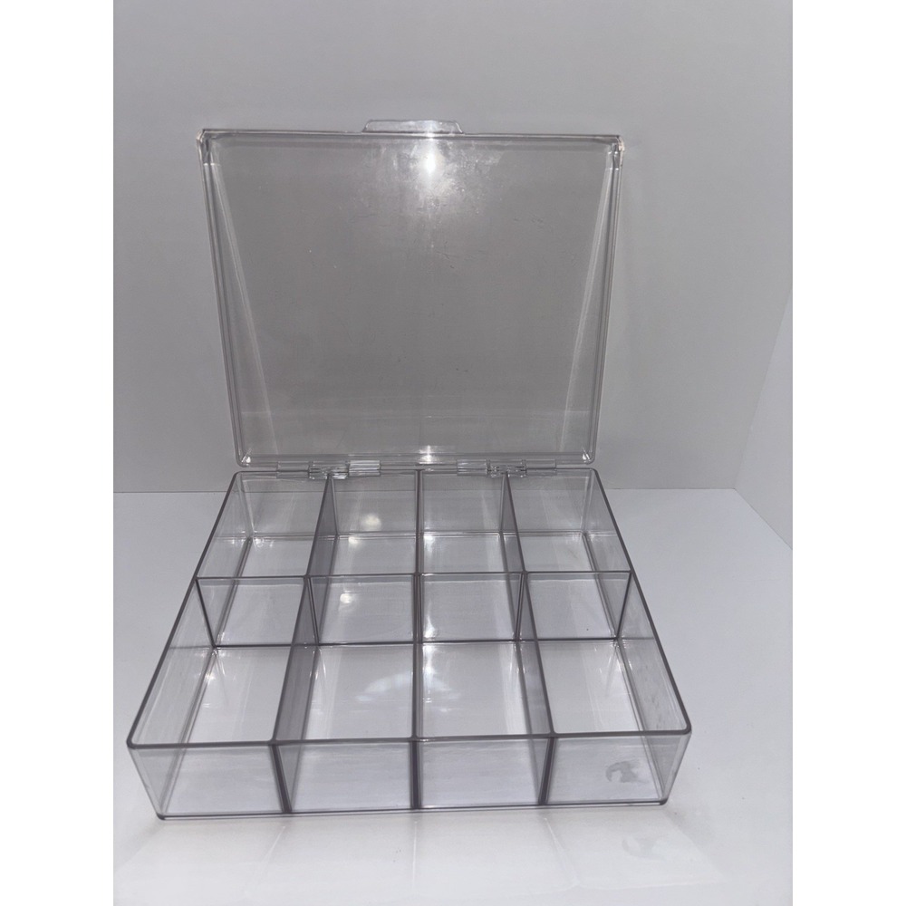 8 Slot Clear Plastic Storage Container w/ Divider & Lid Crafts, Legos, Tea Bags - Picture 2 of 2